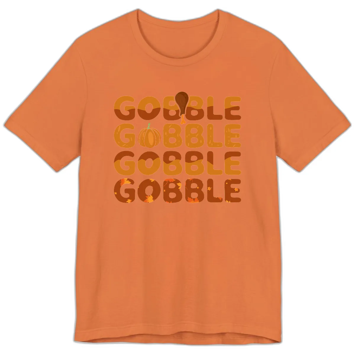 Gobble Gobble Thanksgiving Text Design Premium T-Shirt in Burnt Orange
