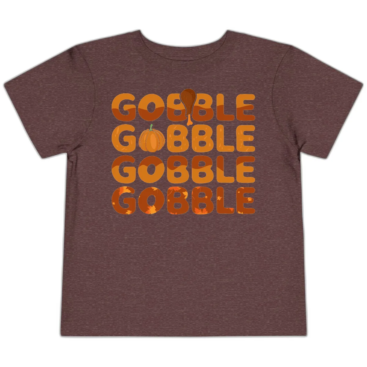 Gobble Gobble Thanksgiving Text Design Toddler T-Shirt in Heather Maroon