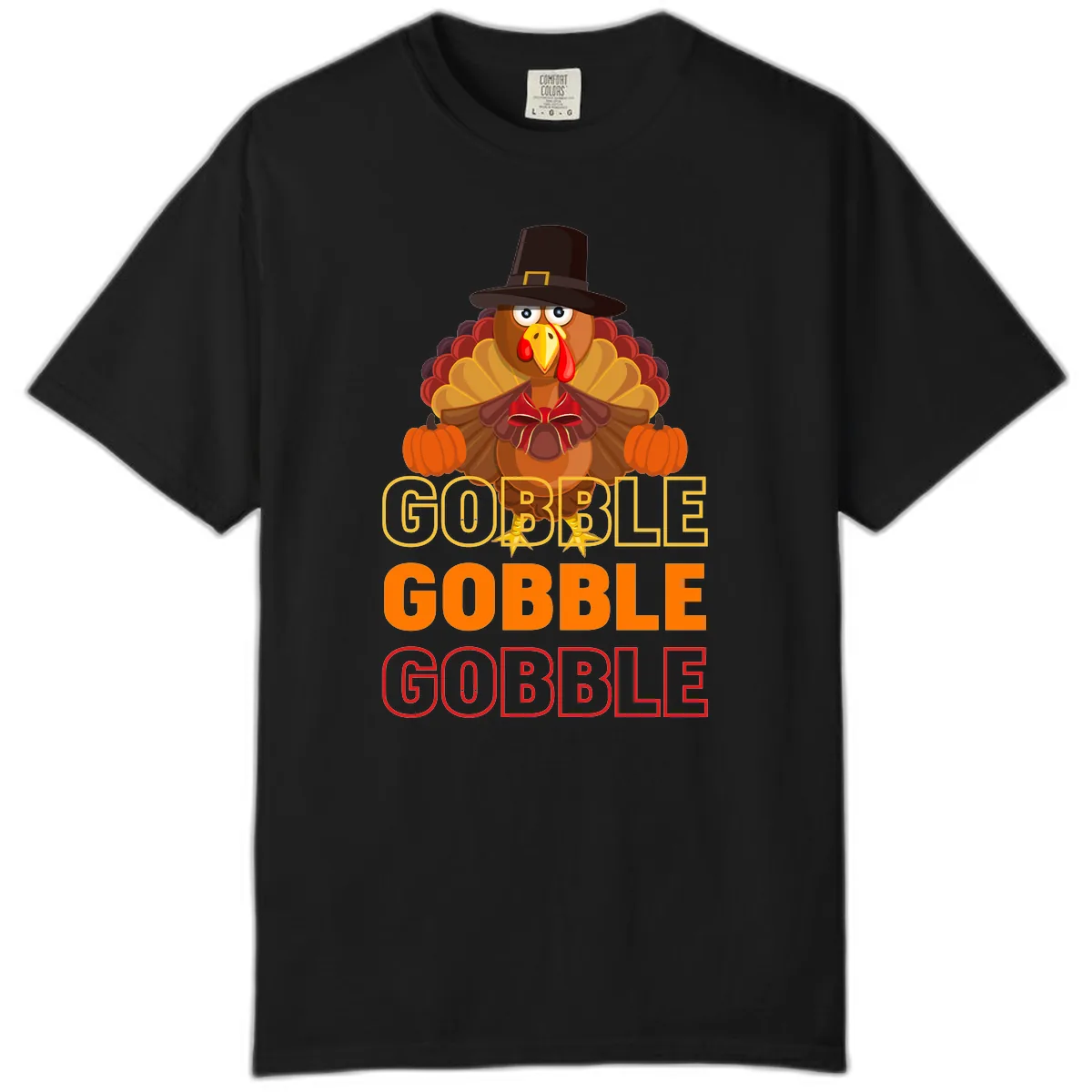 Gobble Gobble Thanksgiving Turkey Comfort Color in Black