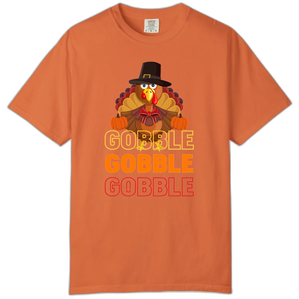 Gobble Gobble Thanksgiving Turkey Comfort Color in Burnt Orange