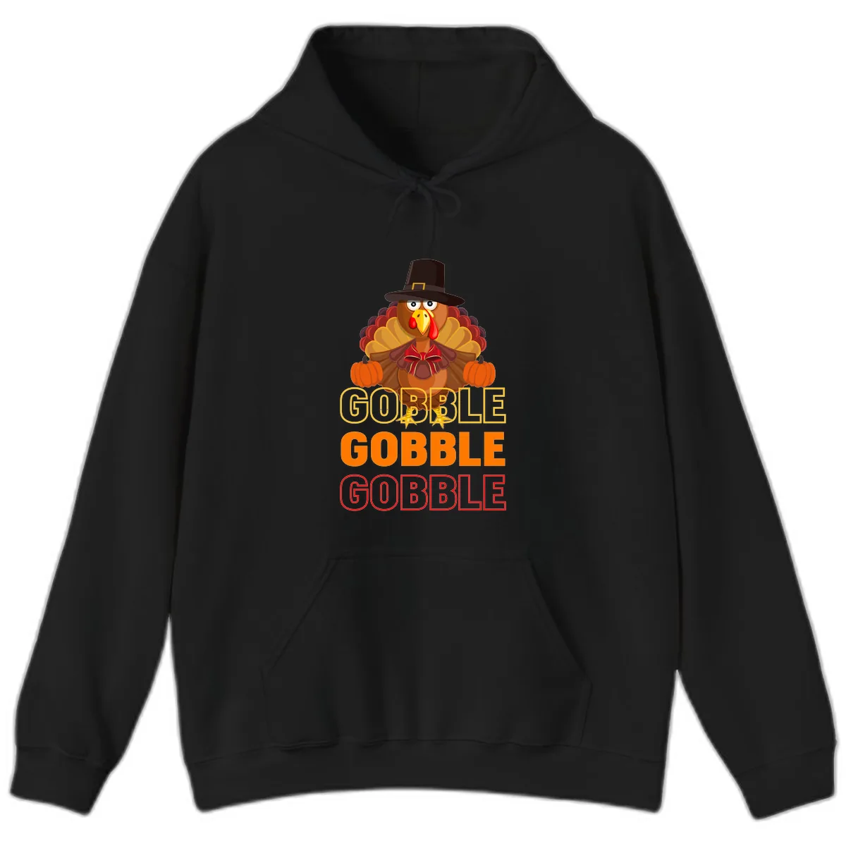 Gobble Gobble Thanksgiving Turkey Hoodie in Black