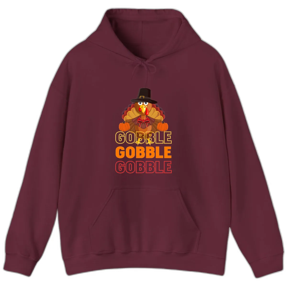 Gobble Gobble Thanksgiving Turkey Hoodie in Maroon