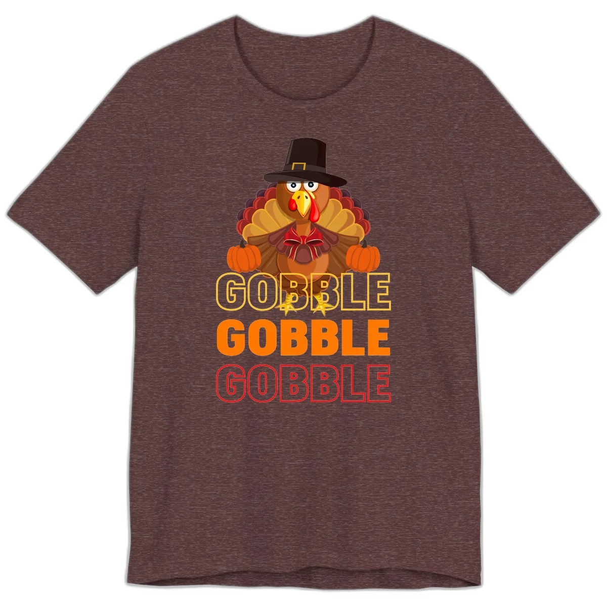 Gobble Gobble Thanksgiving Turkey Premium T-Shirt in Heather Maroon