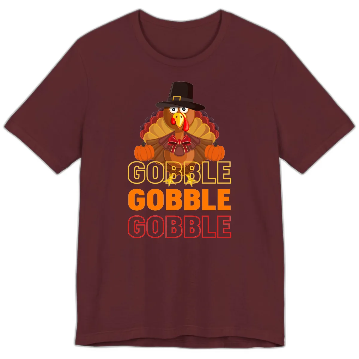 Gobble Gobble Thanksgiving Turkey Premium T-Shirt in Maroon