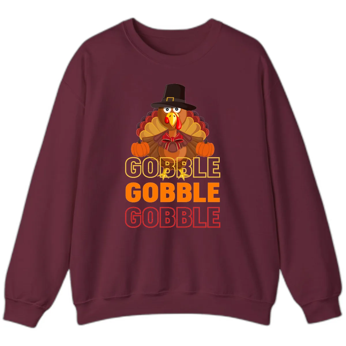 Gobble Gobble Thanksgiving Turkey Sweatshirt in Maroon