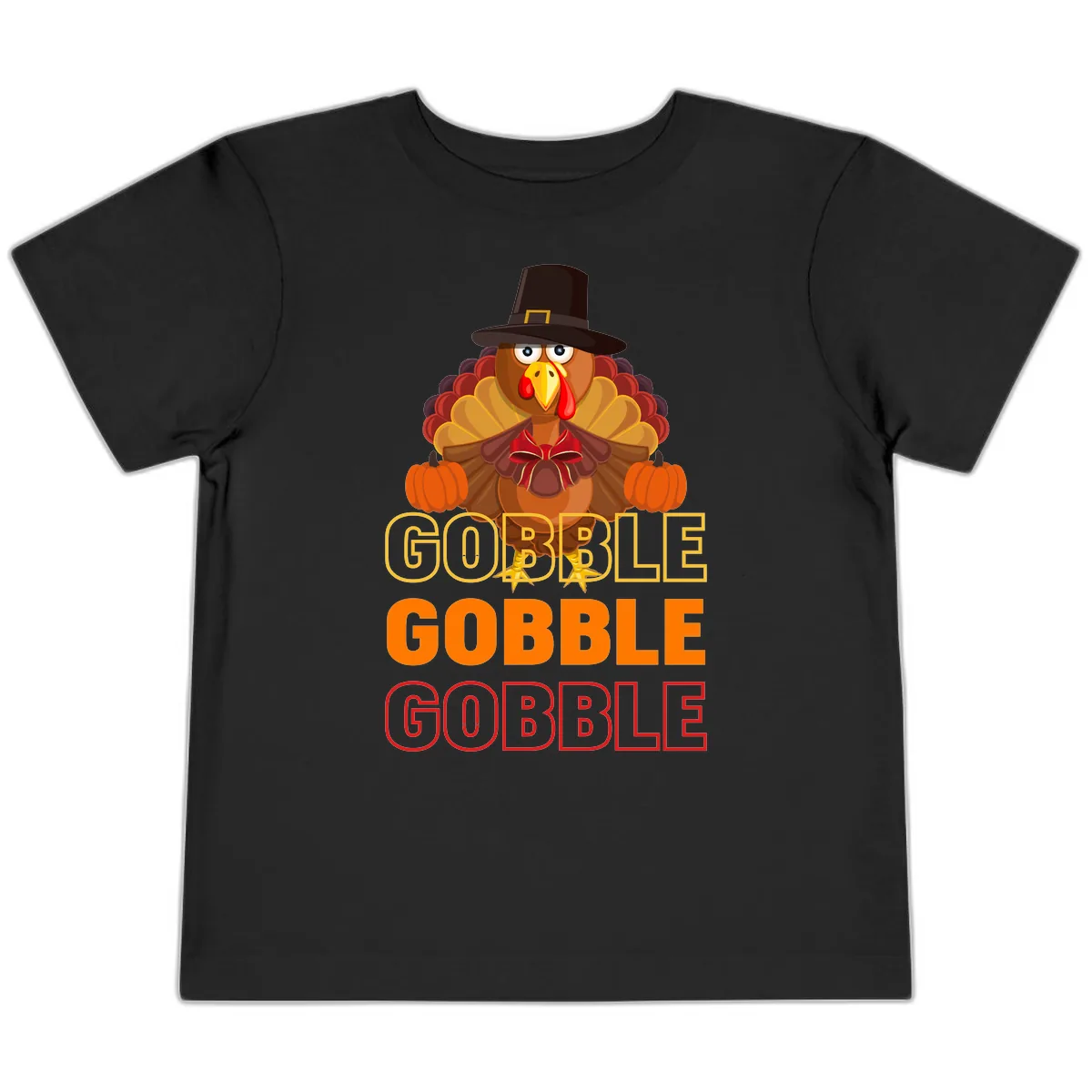 Gobble Gobble Thanksgiving Turkey Toddler T-Shirt in Black