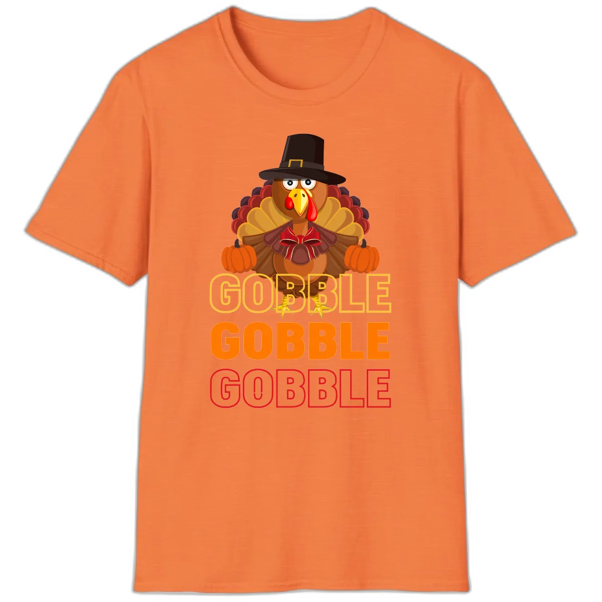 Gobble Gobble Thanksgiving Turkey T-Shirt in Heather Orange