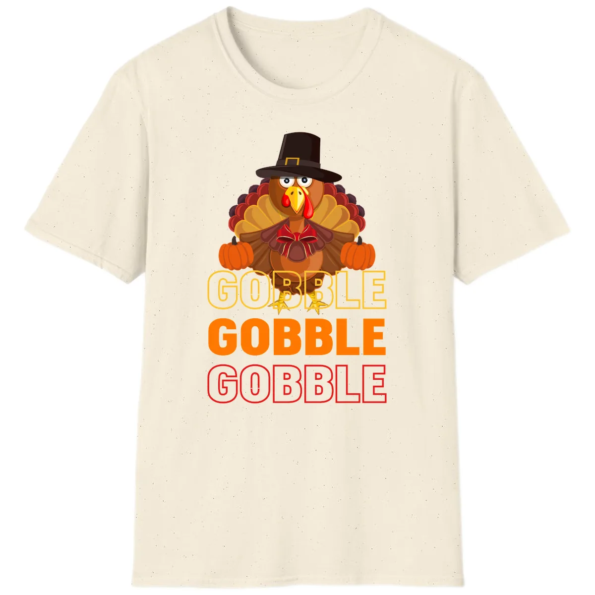 Gobble Gobble Thanksgiving Turkey T-Shirt in Natural