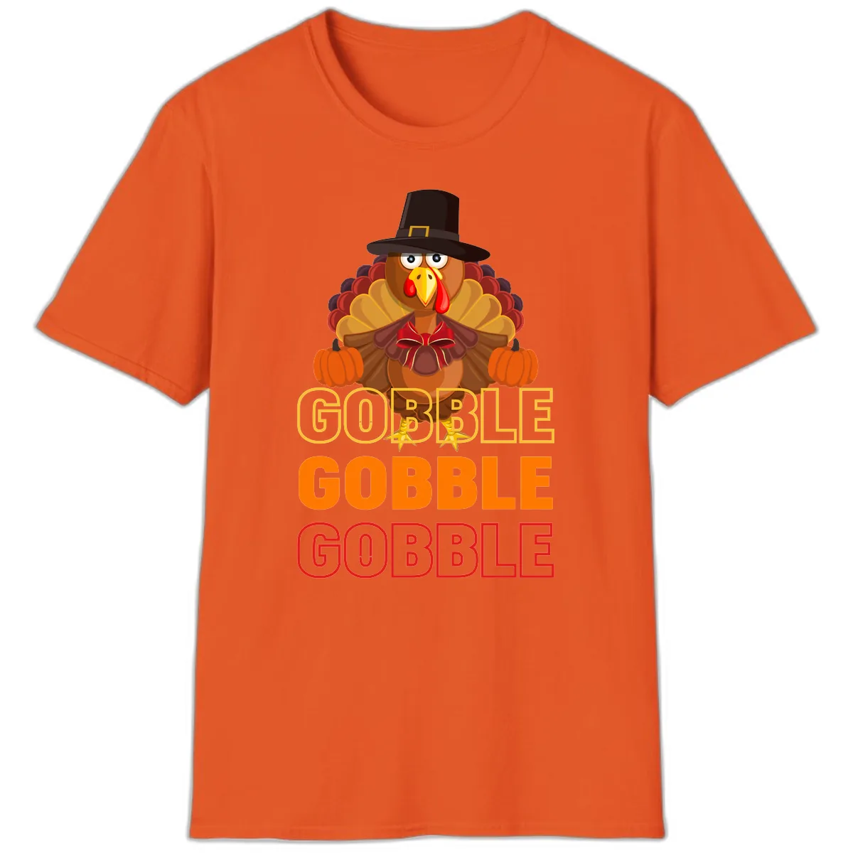Gobble Gobble Thanksgiving Turkey T-Shirt in Orange