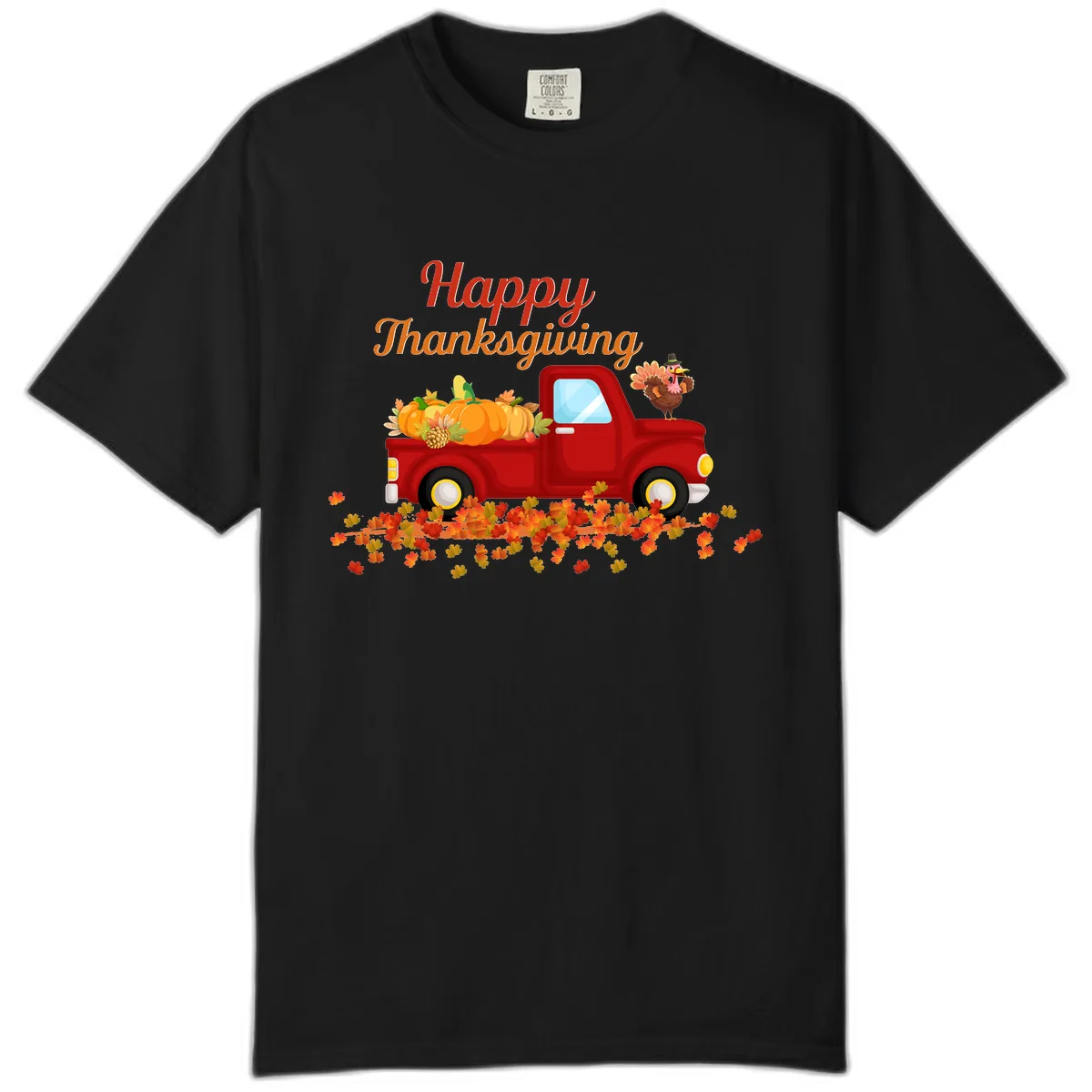 Happy Thanksgiving Red Truck Comfort Color in Black
