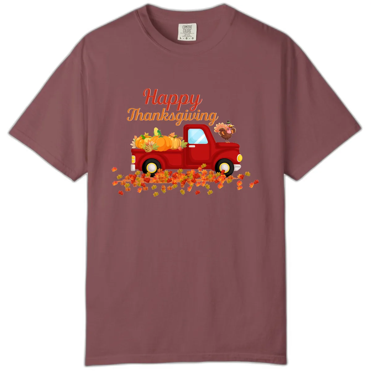 Happy Thanksgiving Red Truck Comfort Color in Brick