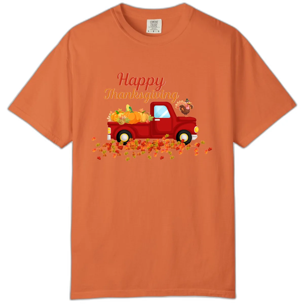 Happy Thanksgiving Red Truck Comfort Color in Burnt Orange
