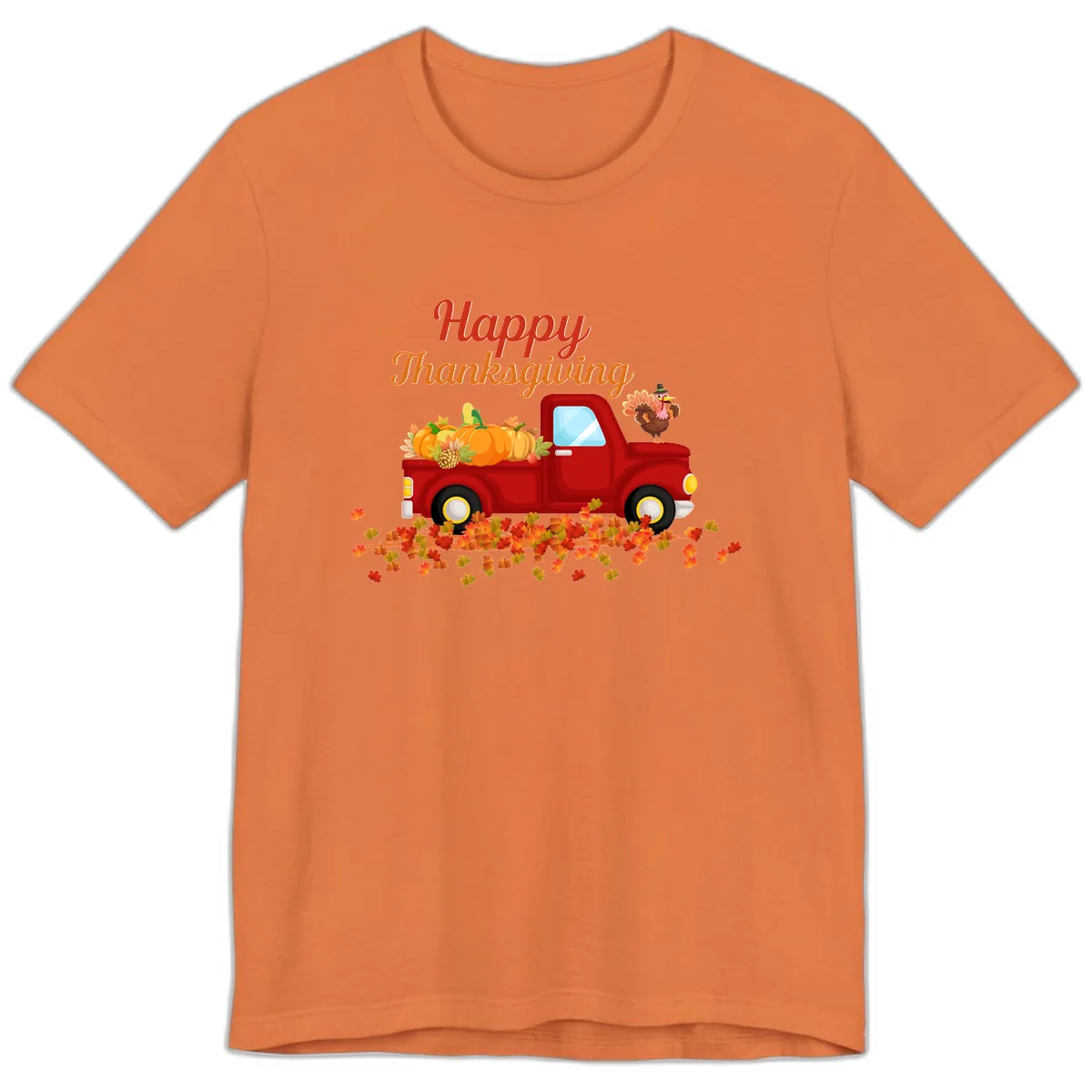 Happy Thanksgiving Red Truck Premium T-Shirt in Burnt Orange