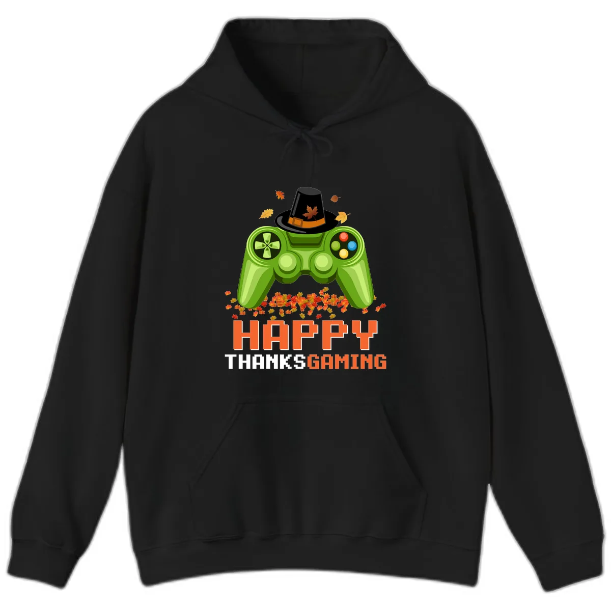 Happy Thanksgiving Gaming Design Hoodie in Black