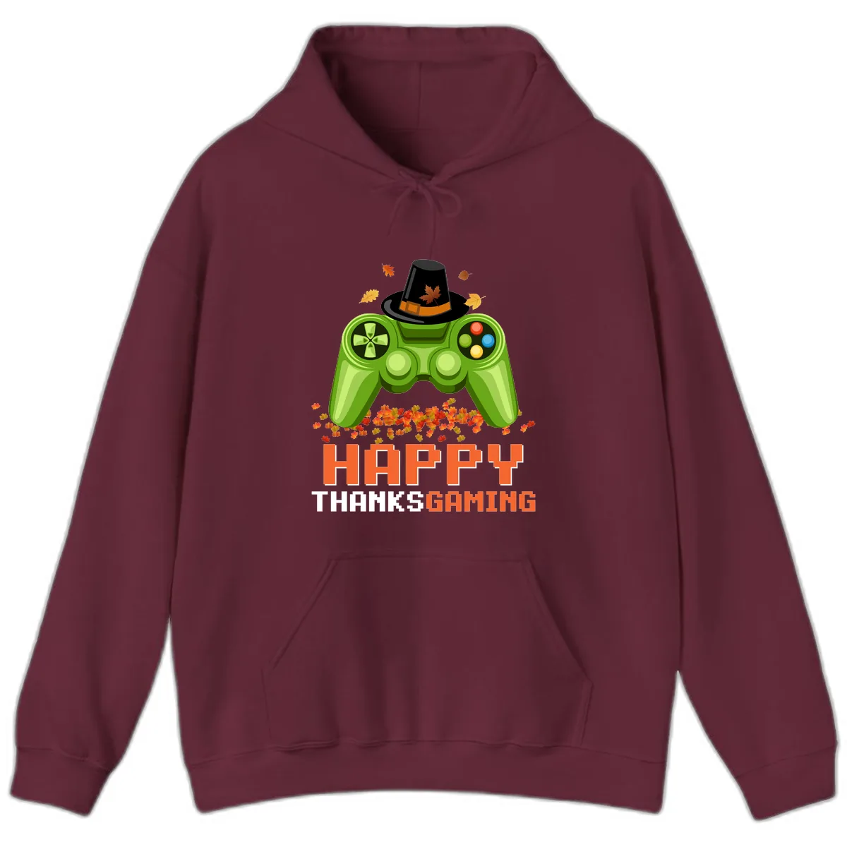 Happy Thanksgiving Gaming Design Hoodie in Maroon