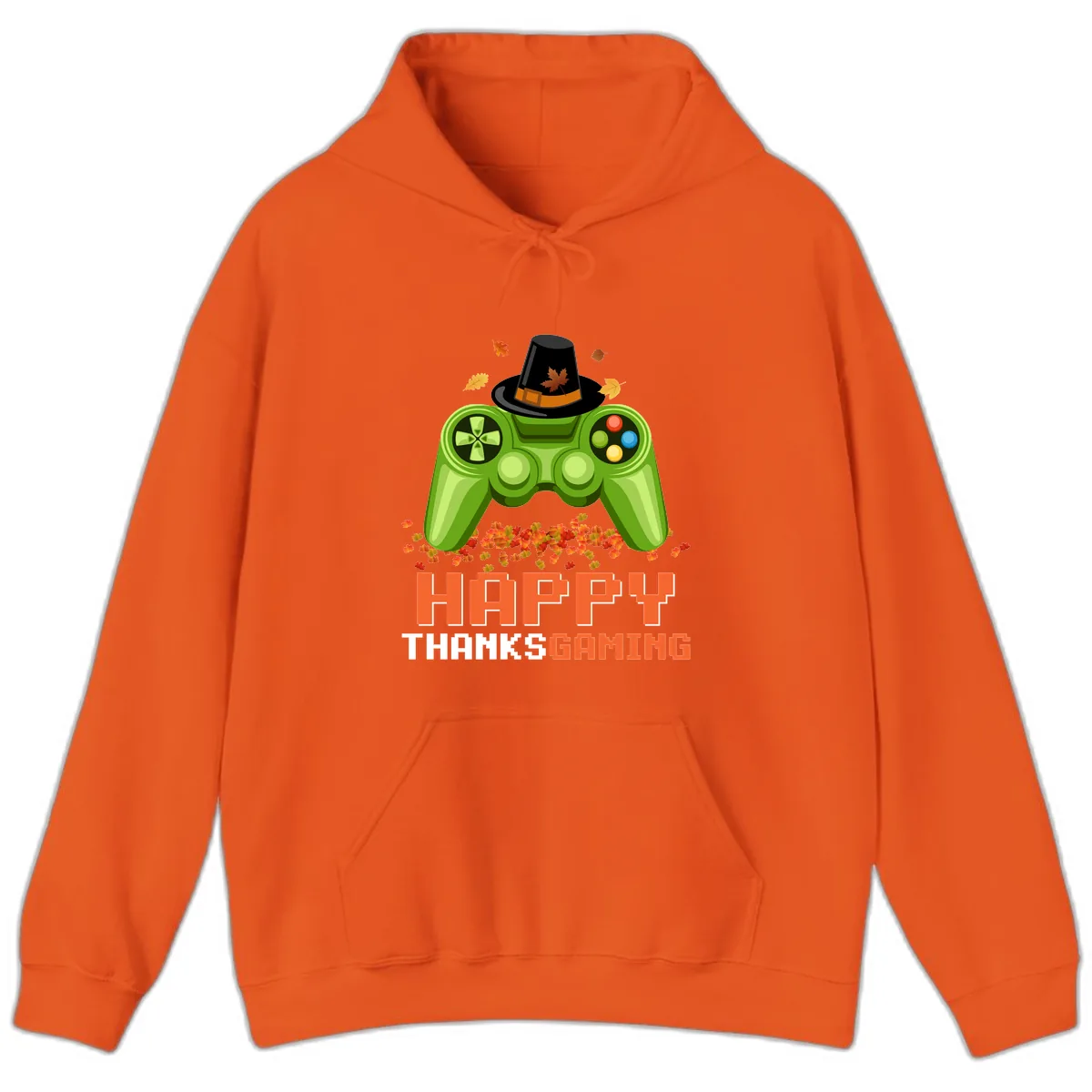 Happy Thanksgiving Gaming Design Hoodie in Orange
