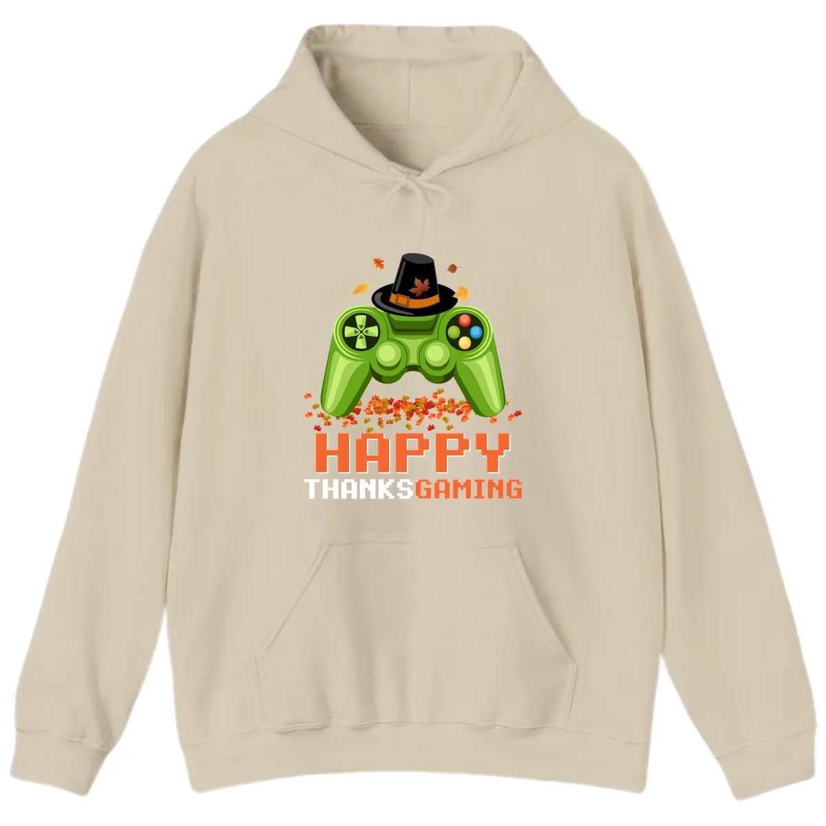 Happy Thanksgiving Gaming Design Hoodie in Sand