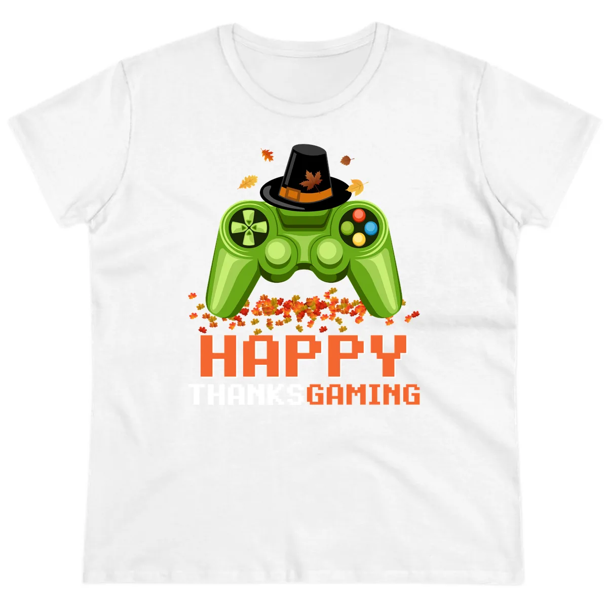 Happy Thanksgiving Gaming Design Ladies Tee in White