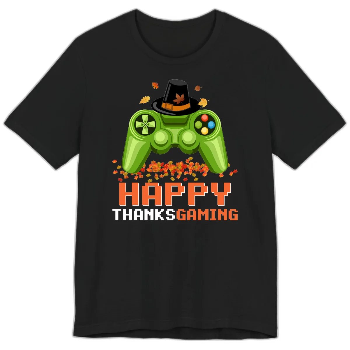 Happy Thanksgiving Gaming Design Premium T-Shirt in Black