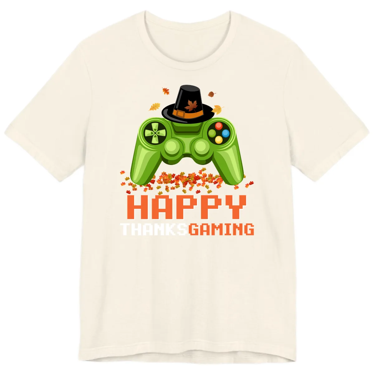 Happy Thanksgiving Gaming Design Premium T-Shirt in Natural