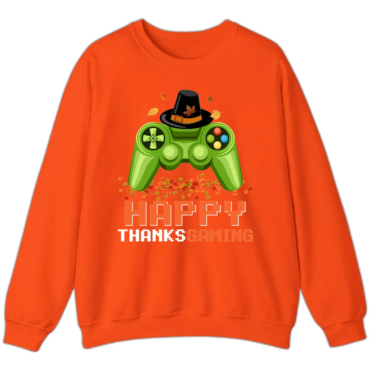 Happy Thanksgiving Gaming Design Sweatshirt in Orange