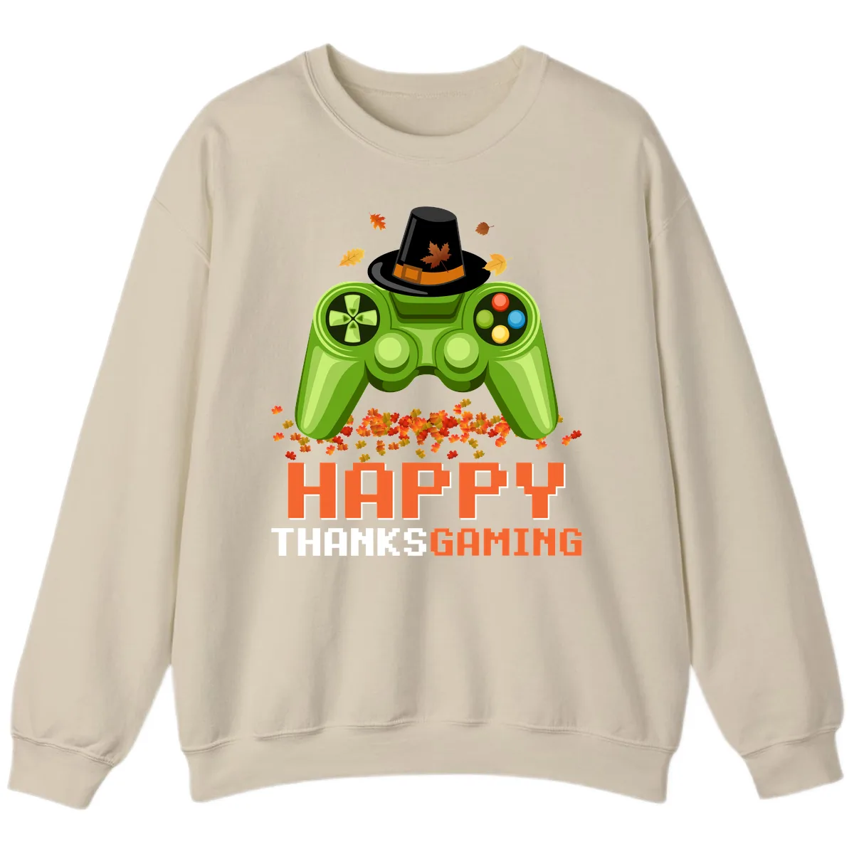 Happy Thanksgiving Gaming Design Sweatshirt in Sand