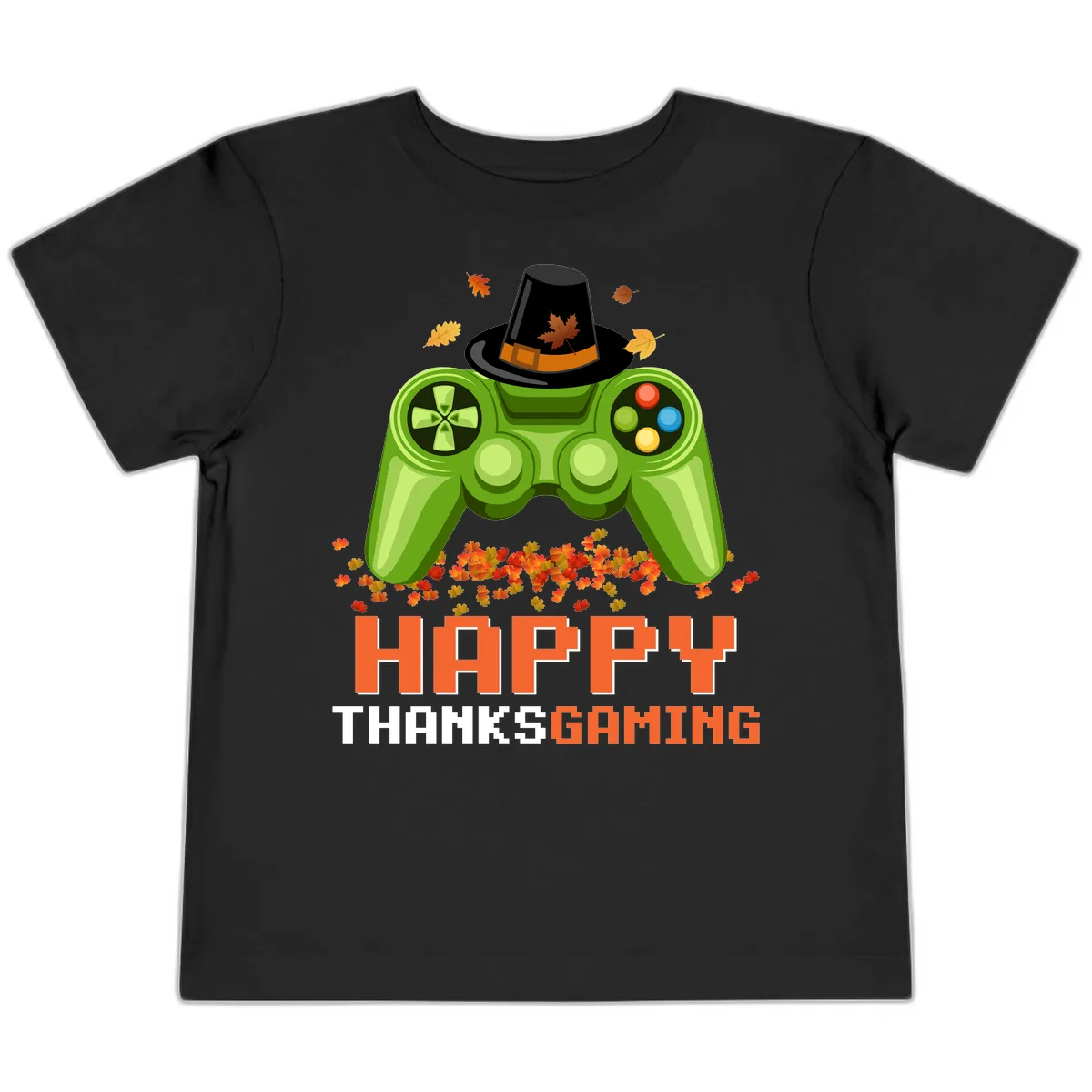 Happy Thanksgiving Gaming Design Toddler T-Shirt in Black