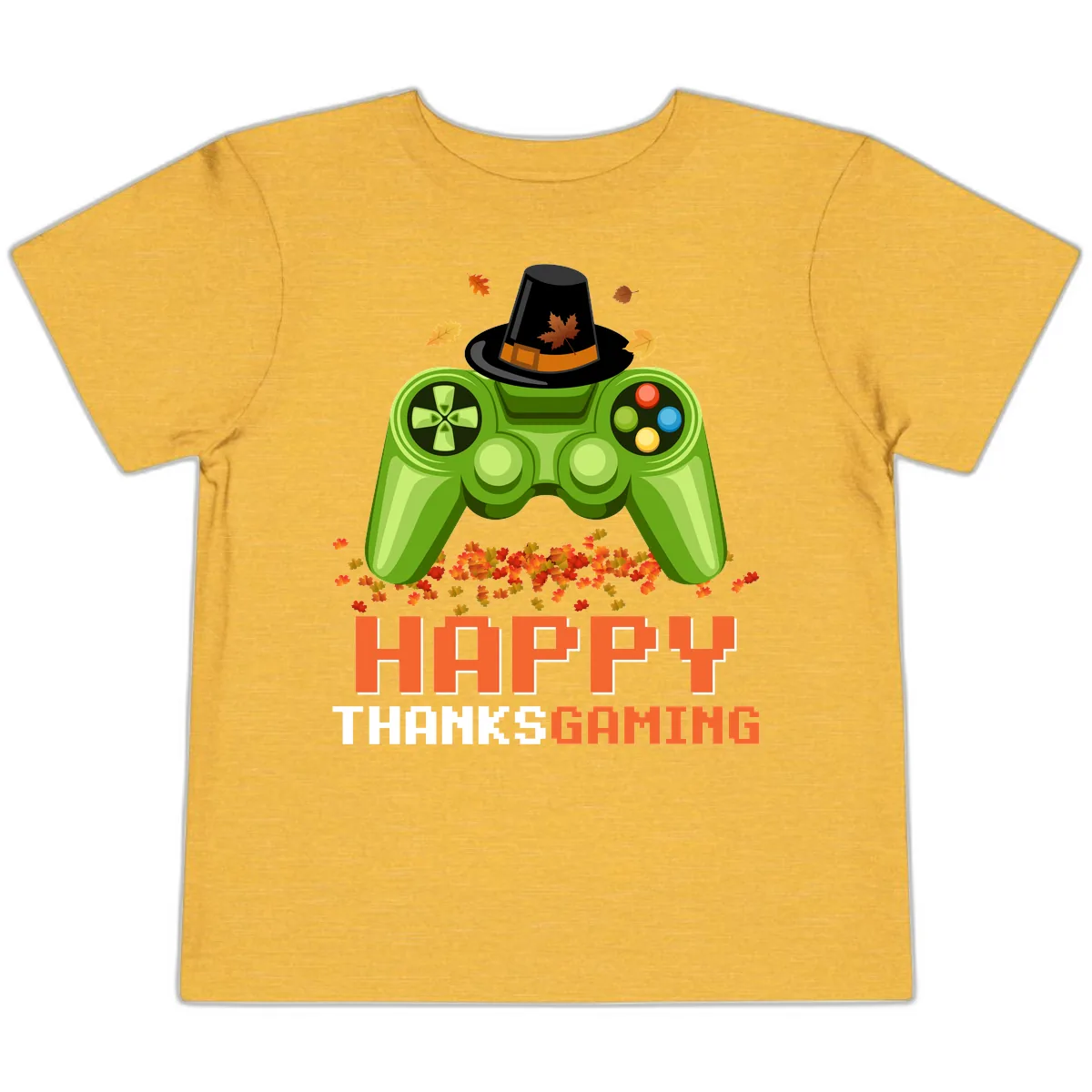 Happy Thanksgiving Gaming Design Toddler T-Shirt in Heather Yellow Gold