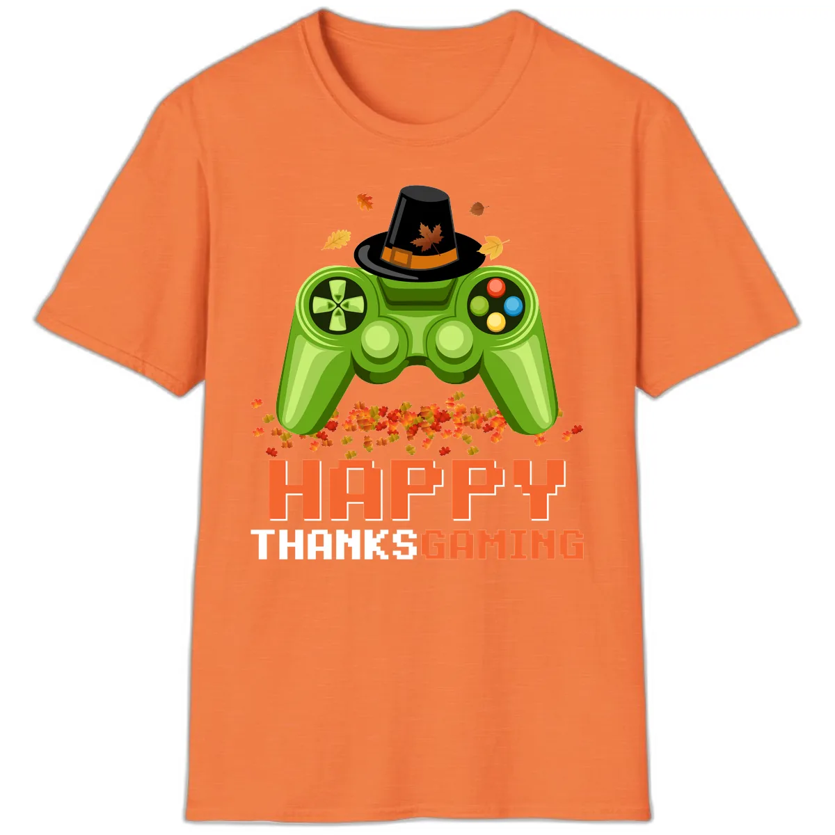 Happy Thanksgiving Gaming Design T-Shirt in Heather Orange