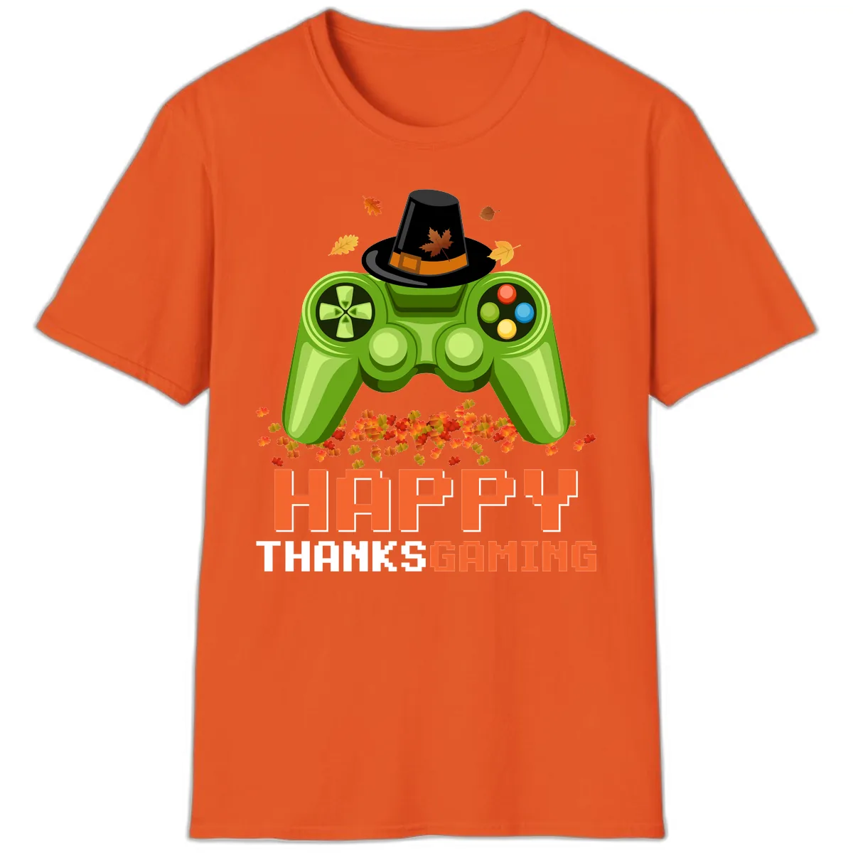 Happy Thanksgiving Gaming Design T-Shirt in Orange