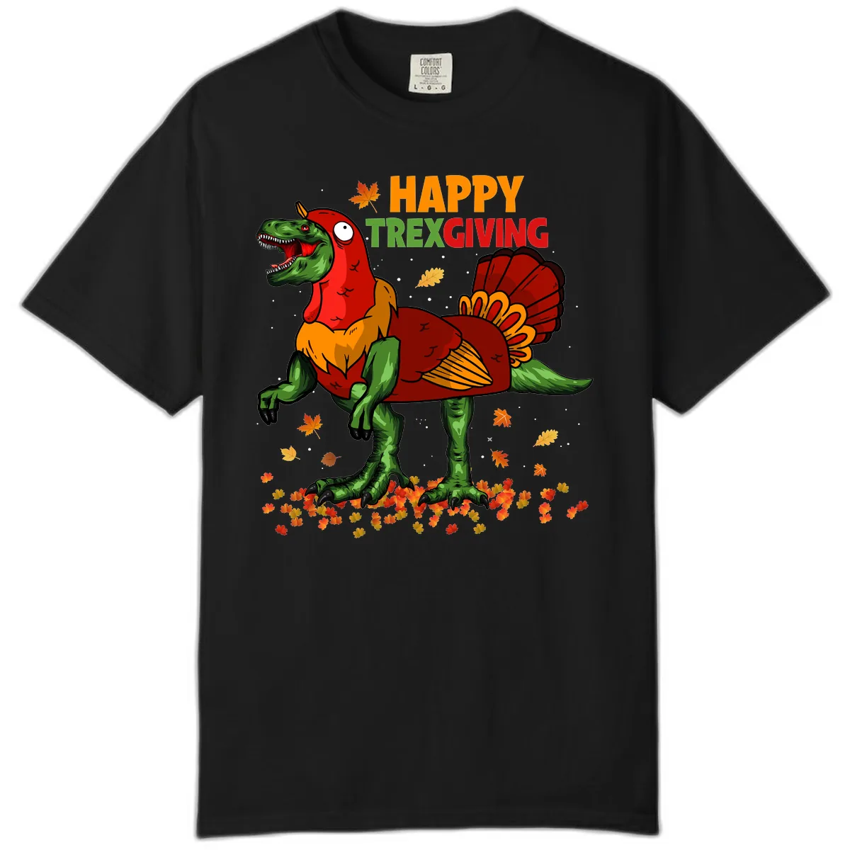 Happy Trexgiving Dinosaur Turkey Costume Comfort Color in Black