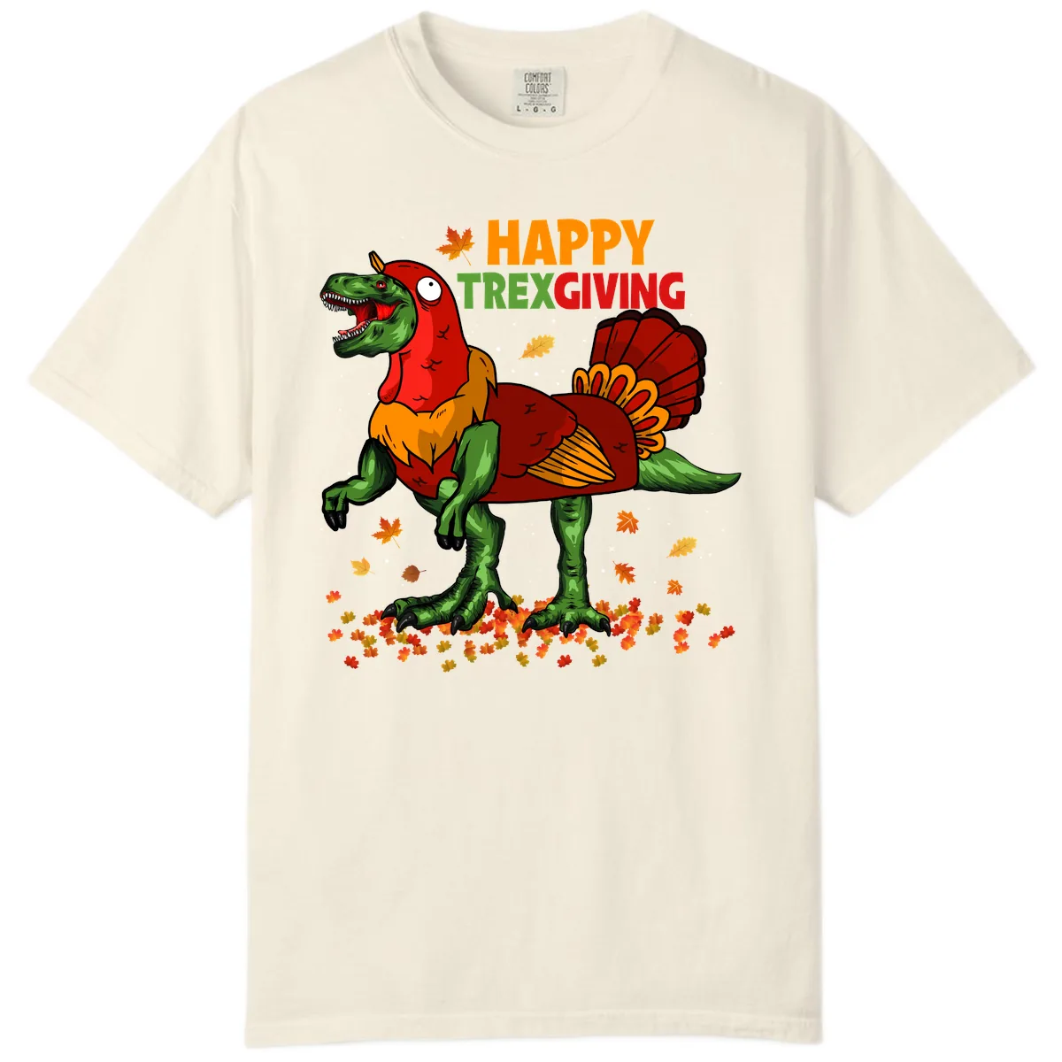 Happy Trexgiving Dinosaur Turkey Costume Comfort Color in Ivory