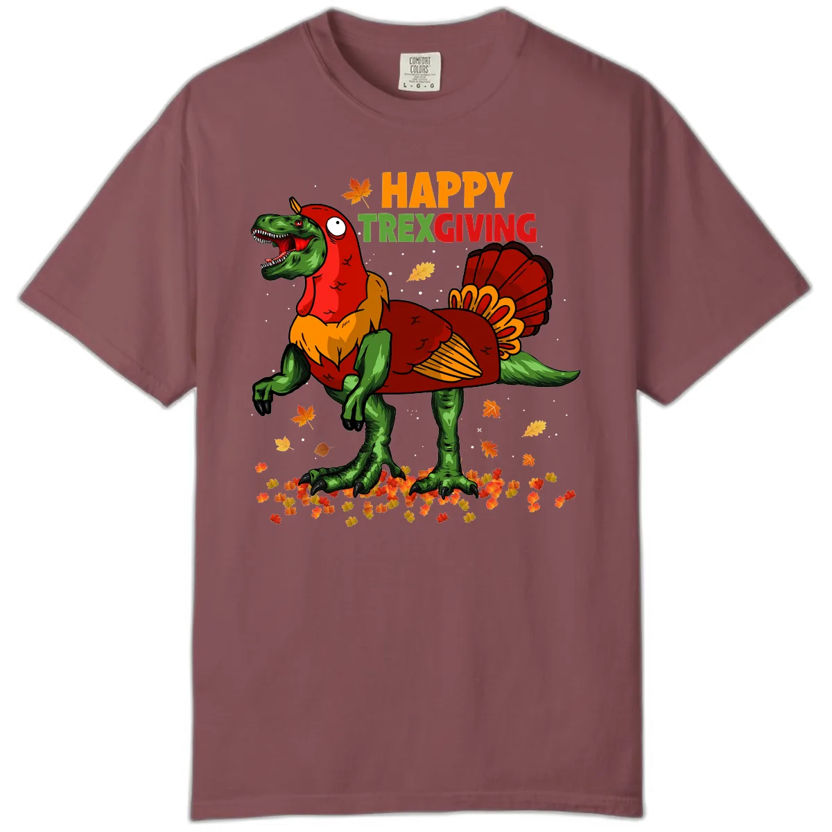 Happy Trexgiving Dinosaur Turkey Costume Comfort Color in Brick