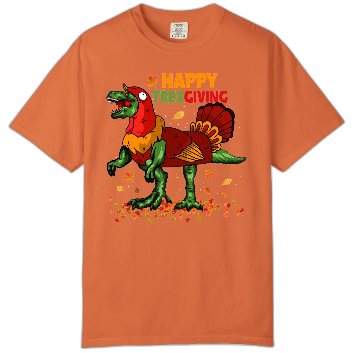 Happy Trexgiving Dinosaur Turkey Costume Comfort Color in Burnt Orange