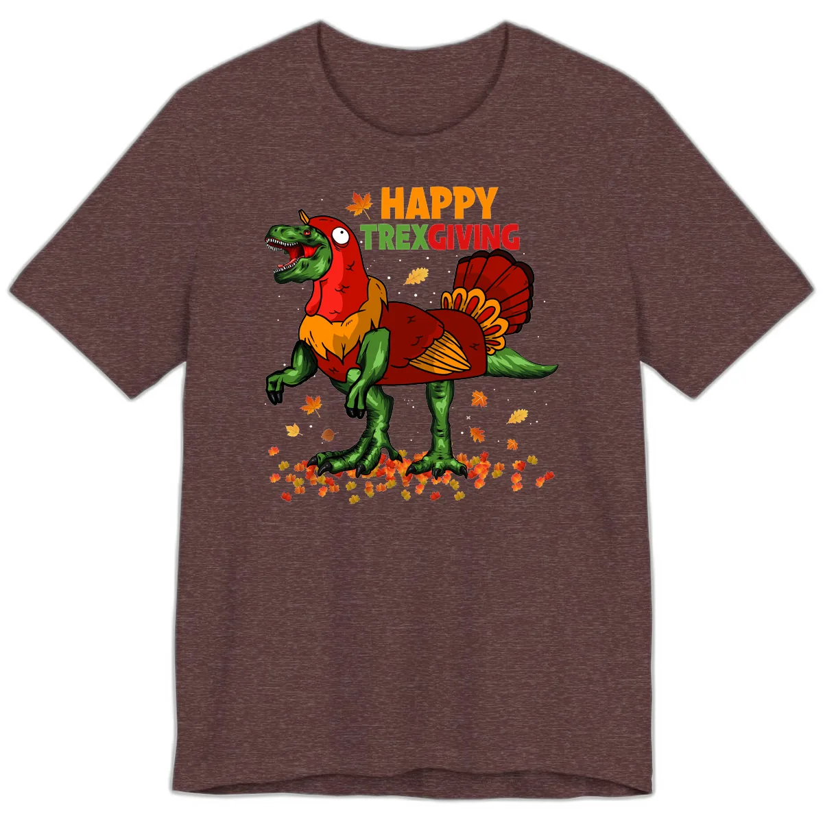 Happy Trexgiving Dinosaur Turkey Costume Premium T-Shirt in Heather Maroon