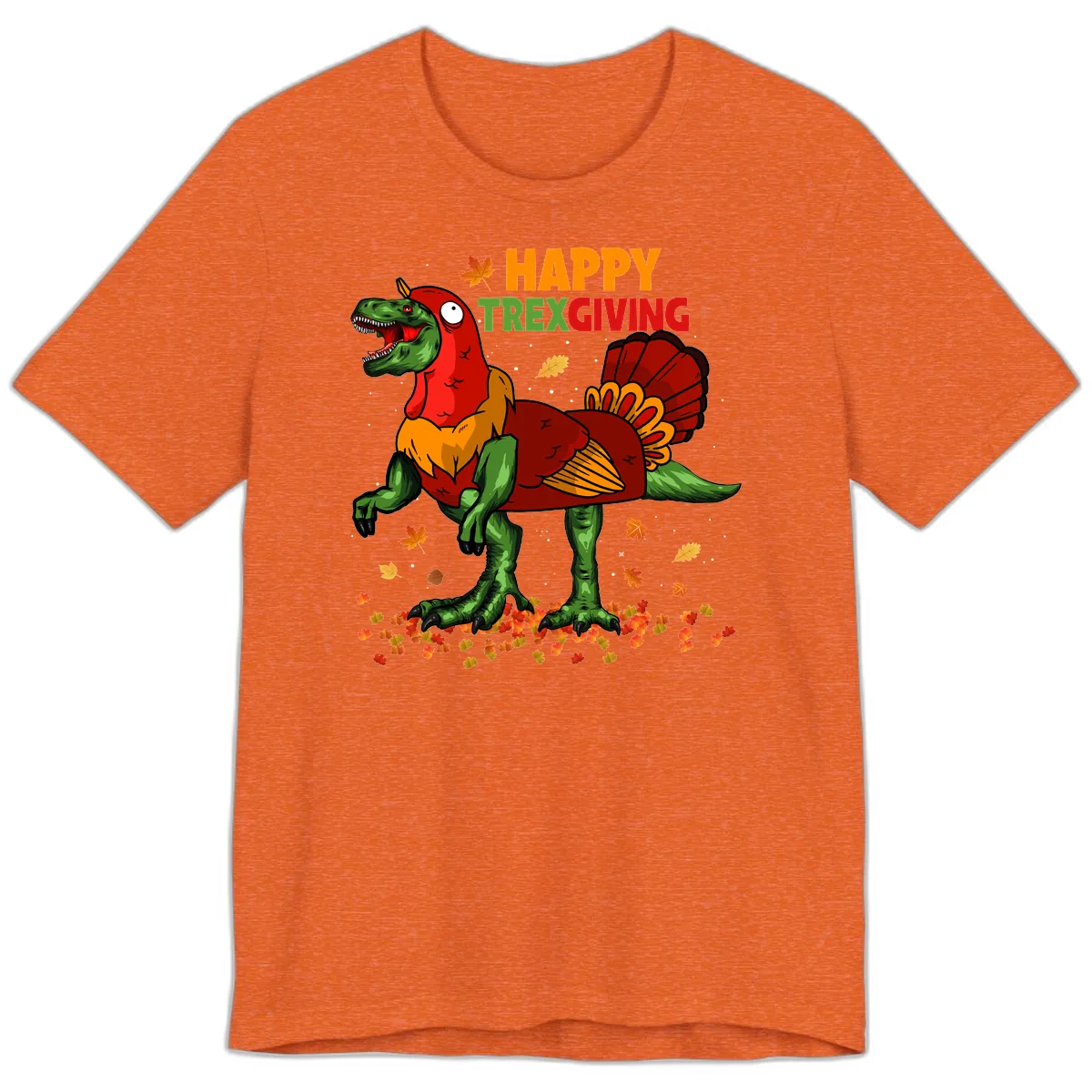 Happy Trexgiving Dinosaur Turkey Costume Premium T-Shirt in Heather Orange