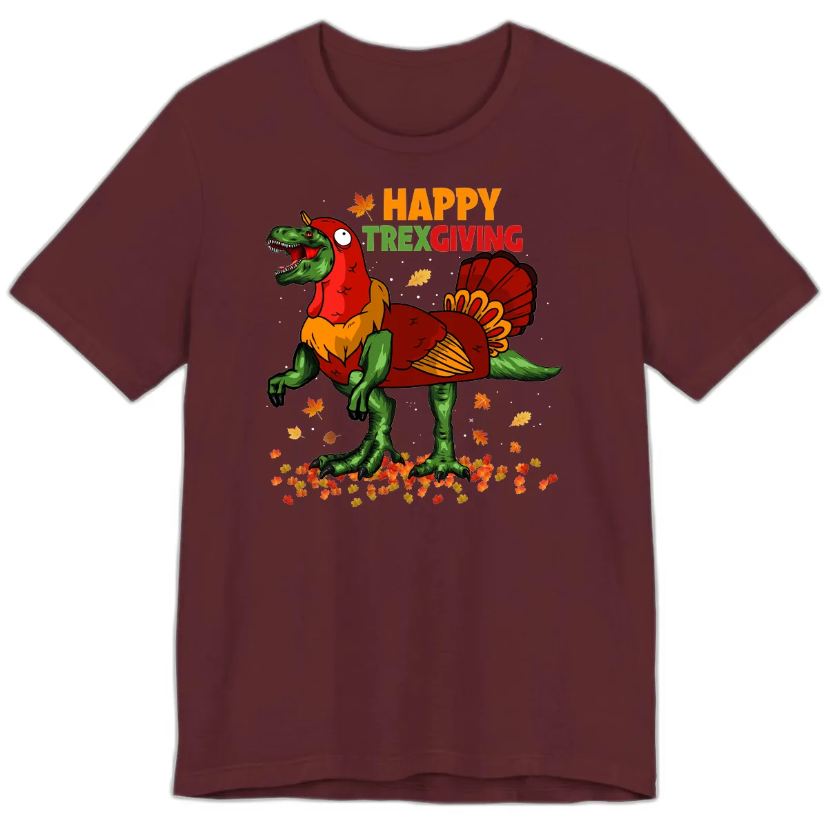 Happy Trexgiving Dinosaur Turkey Costume Premium T-Shirt in Maroon
