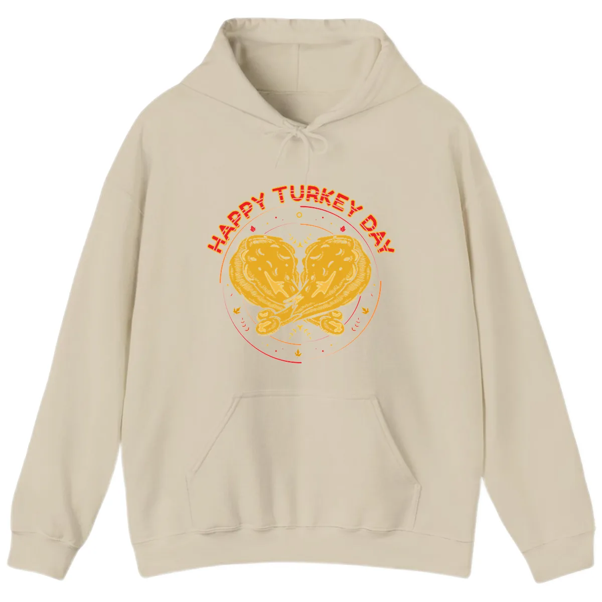 Happy Turkey Day Drumsticks Design Hoodie in Sand