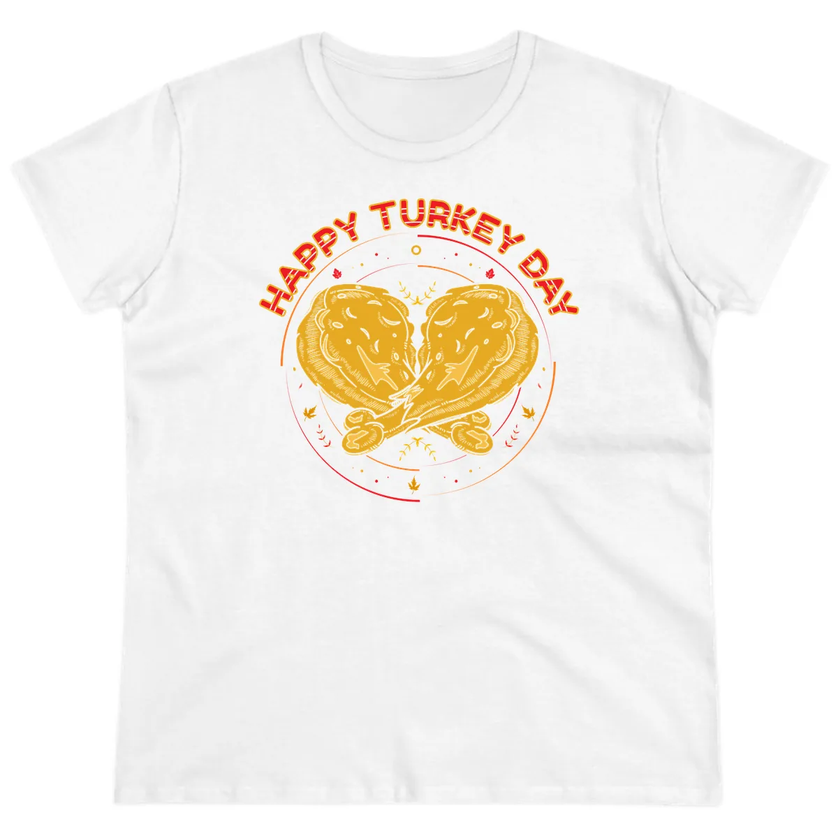 Happy Turkey Day Drumsticks Design Ladies Tee in White