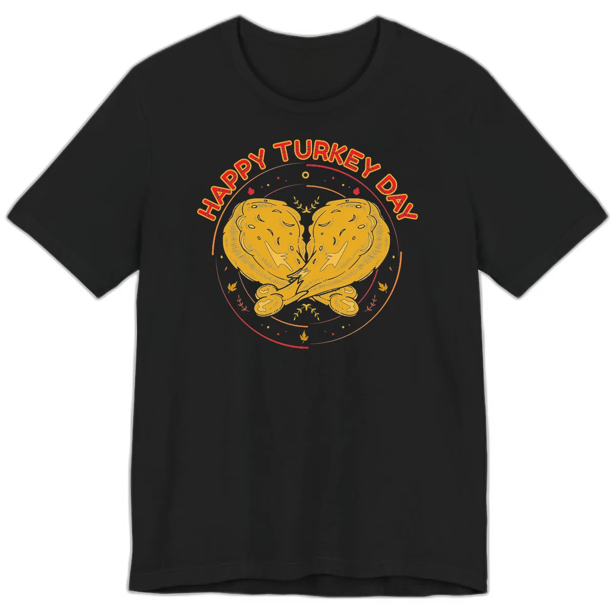Happy Turkey Day Drumsticks Design Premium T-Shirt in Black