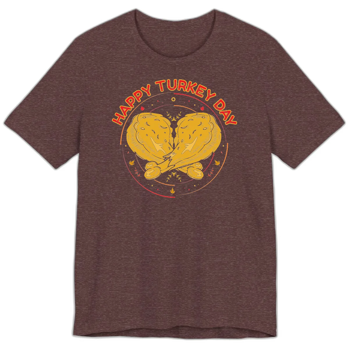 Happy Turkey Day Drumsticks Design Premium T-Shirt in Heather Maroon