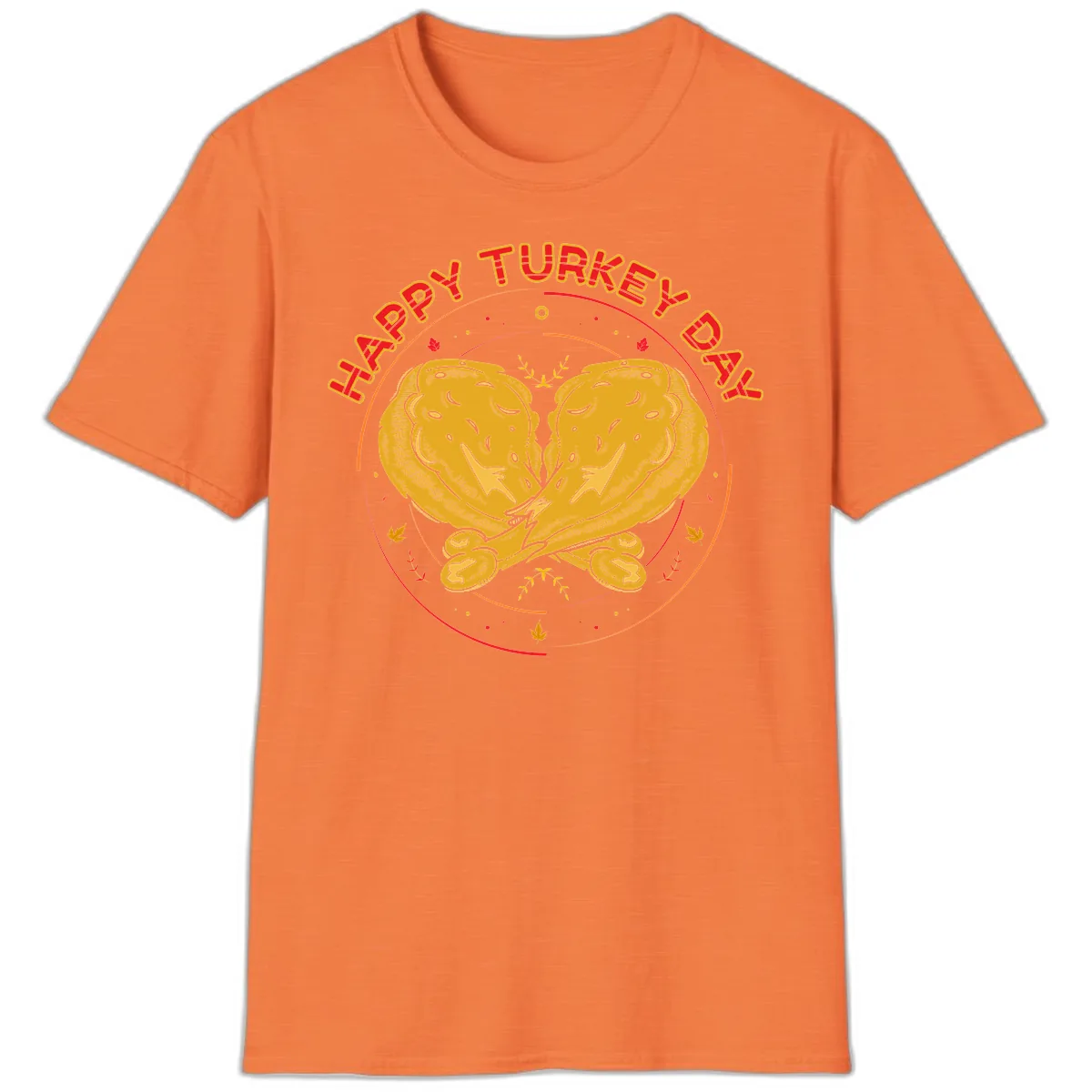 Happy Turkey Day Drumsticks Design T-Shirt in Heather Orange