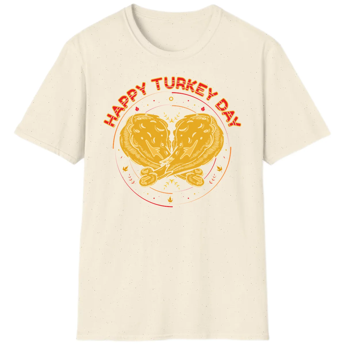 Happy Turkey Day Drumsticks Design T-Shirt in Natural