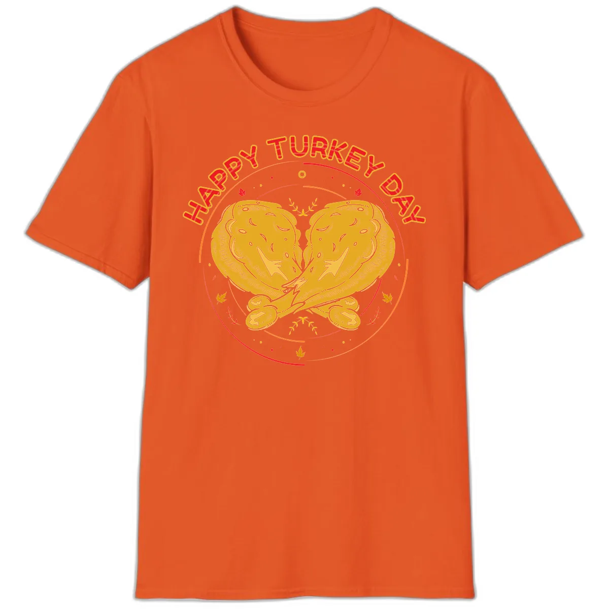 Happy Turkey Day Drumsticks Design T-Shirt in Orange