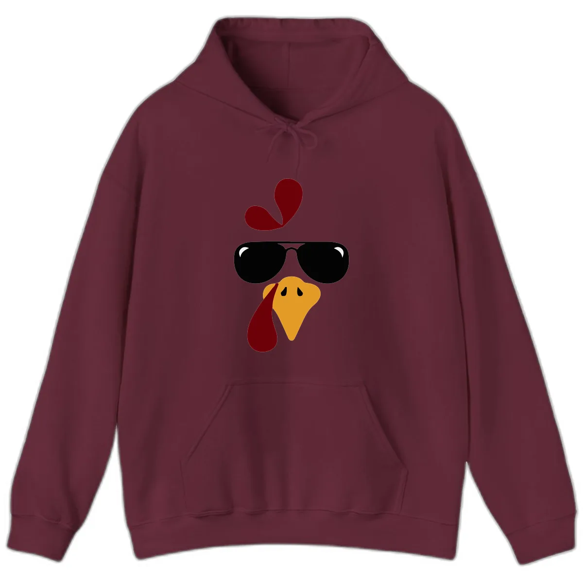 Cool Turkey Face Sunglasses Hoodie in Maroon