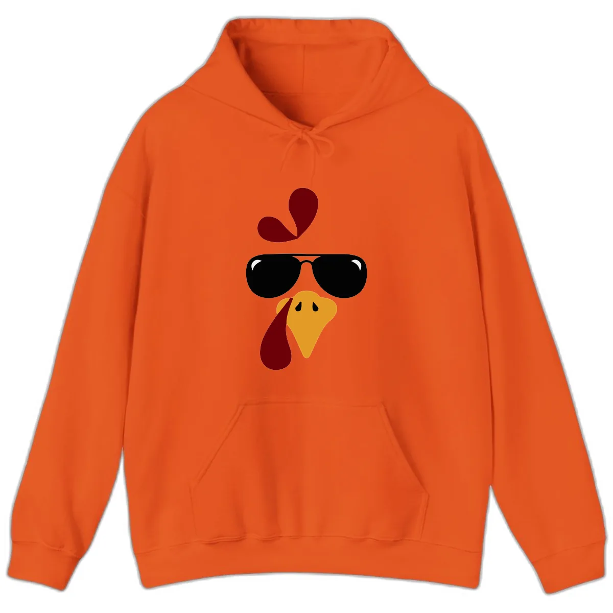 Cool Turkey Face Sunglasses Hoodie in Orange