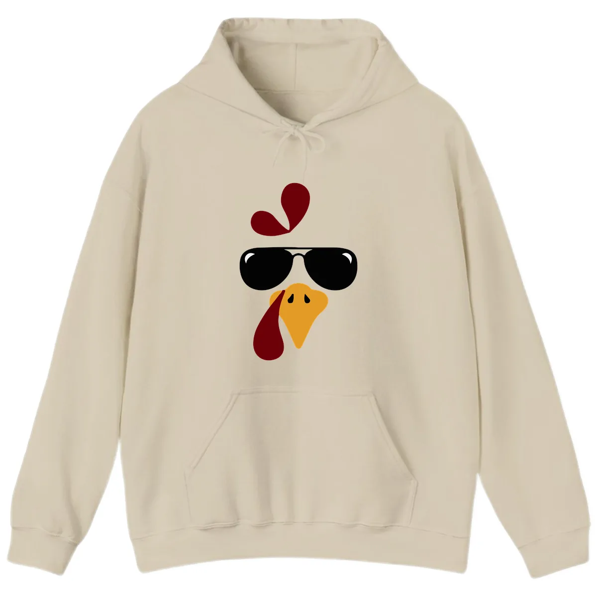 Cool Turkey Face Sunglasses Hoodie in Sand