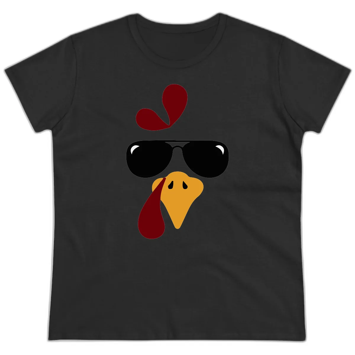Cool Turkey Face Sunglasses Ladies Tee in Black