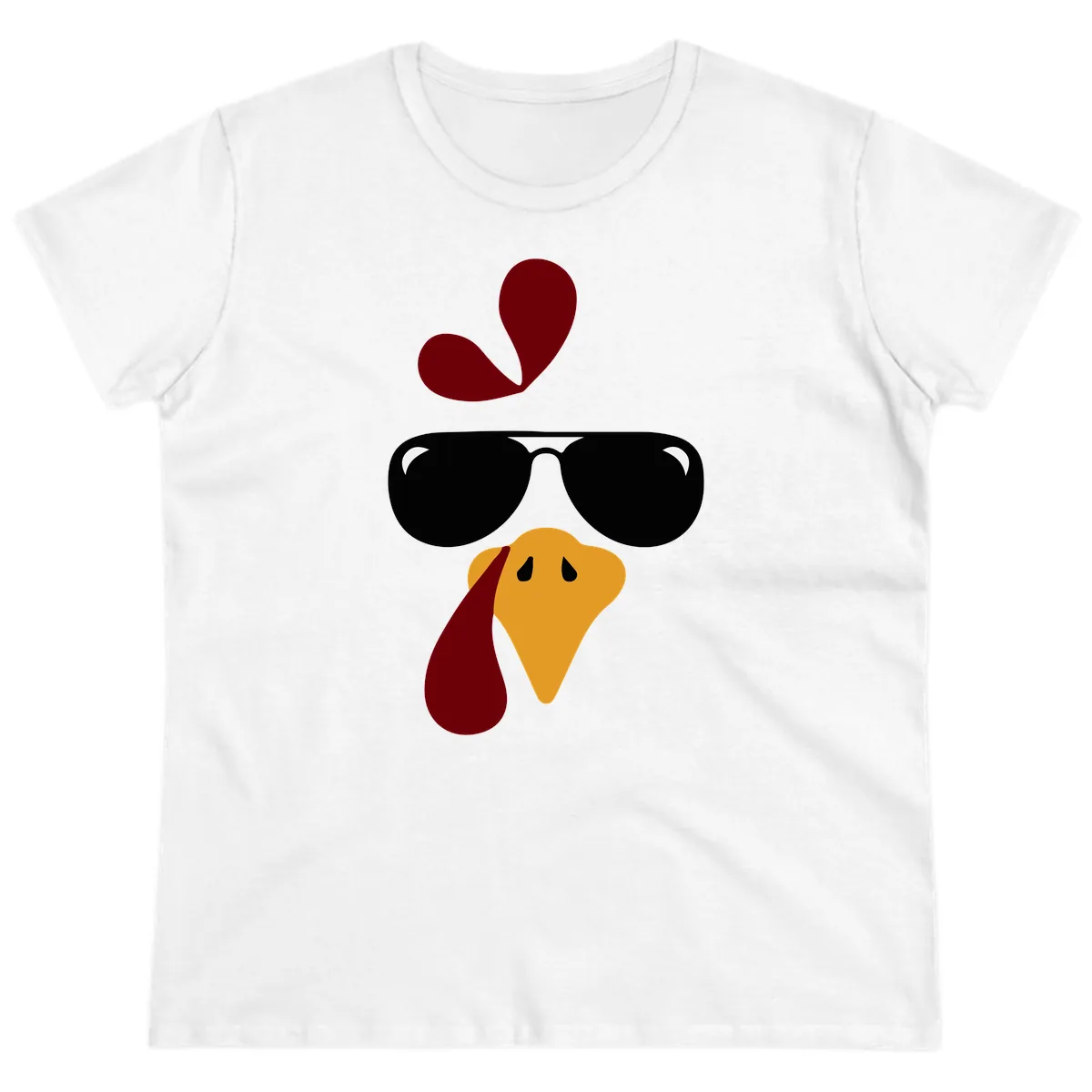 Cool Turkey Face Sunglasses Ladies Tee in White
