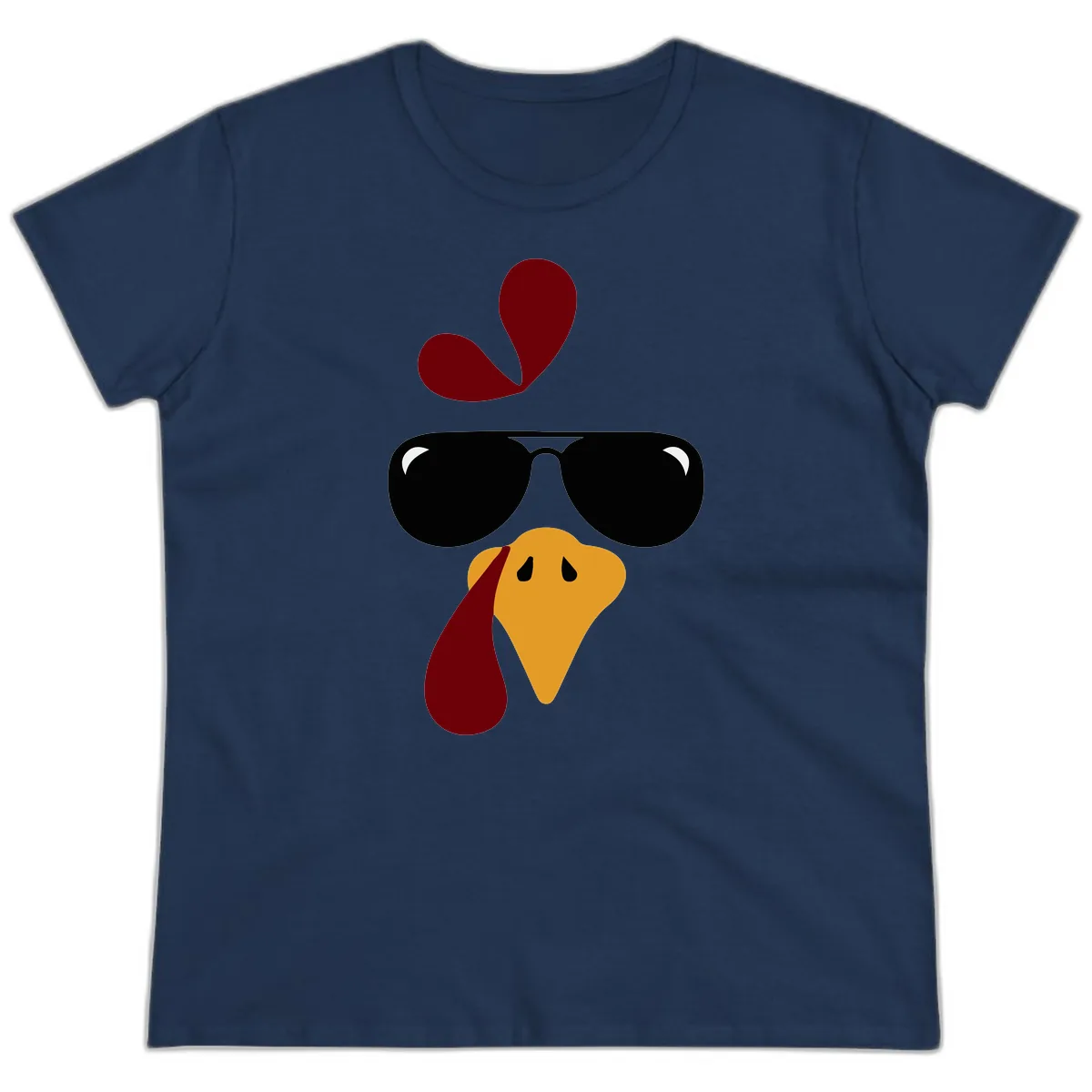 Cool Turkey Face Sunglasses Ladies Tee in Navy